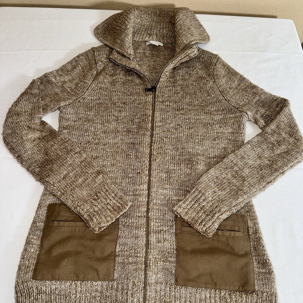 Gap Women's Cardigan Sweater Size S Alpaca Wool Blend Long Sleeve Zip-Up Brown - Picture 10 of 10